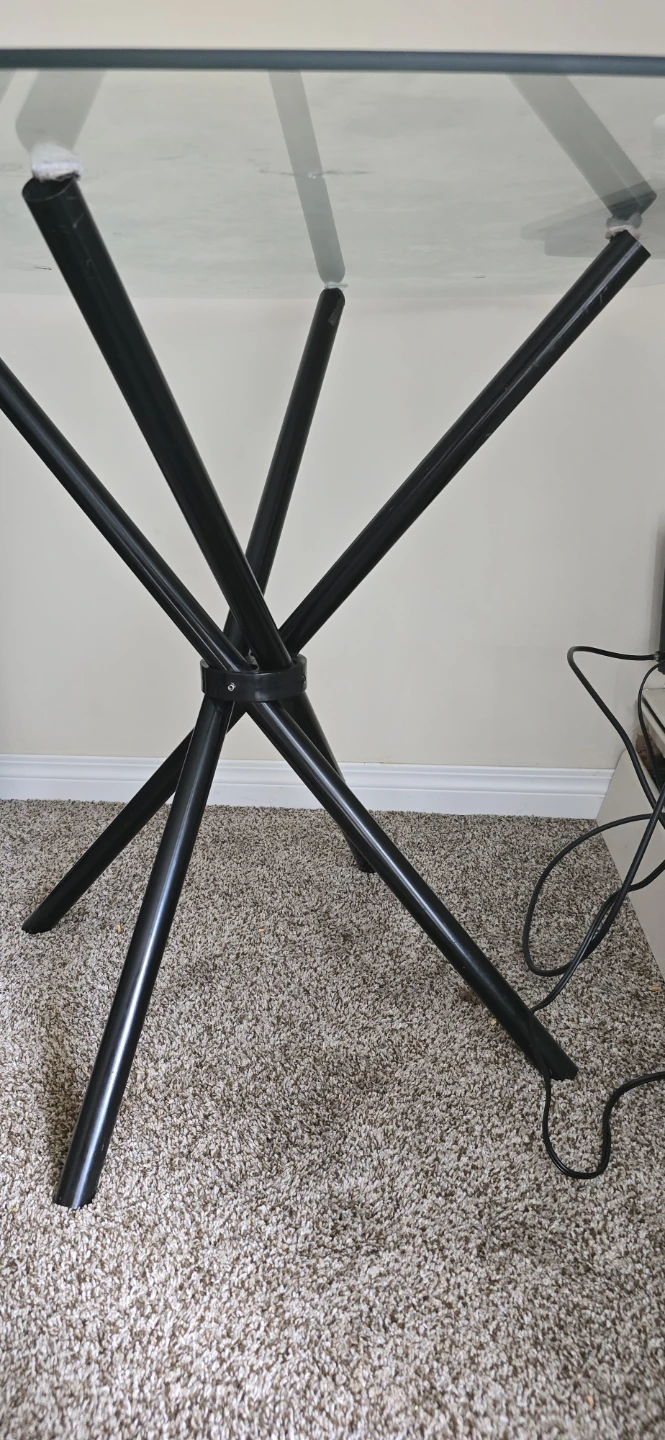 Glass Top Dining Table with Black Star Base 38×38inch - photo 3