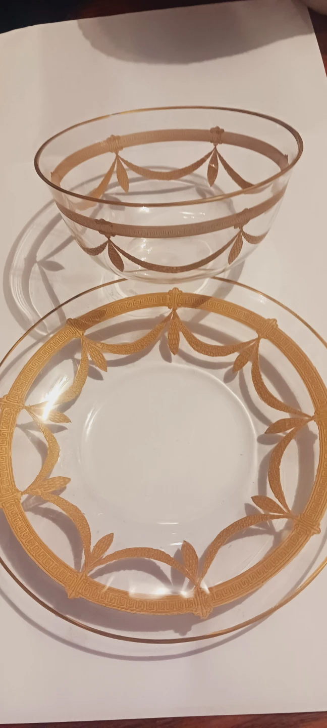 MOSER LOBMEYR ANTIQUE BOHEMIAN 24K GOLD FINGERBOWL & UNDERPLATE - photo 2