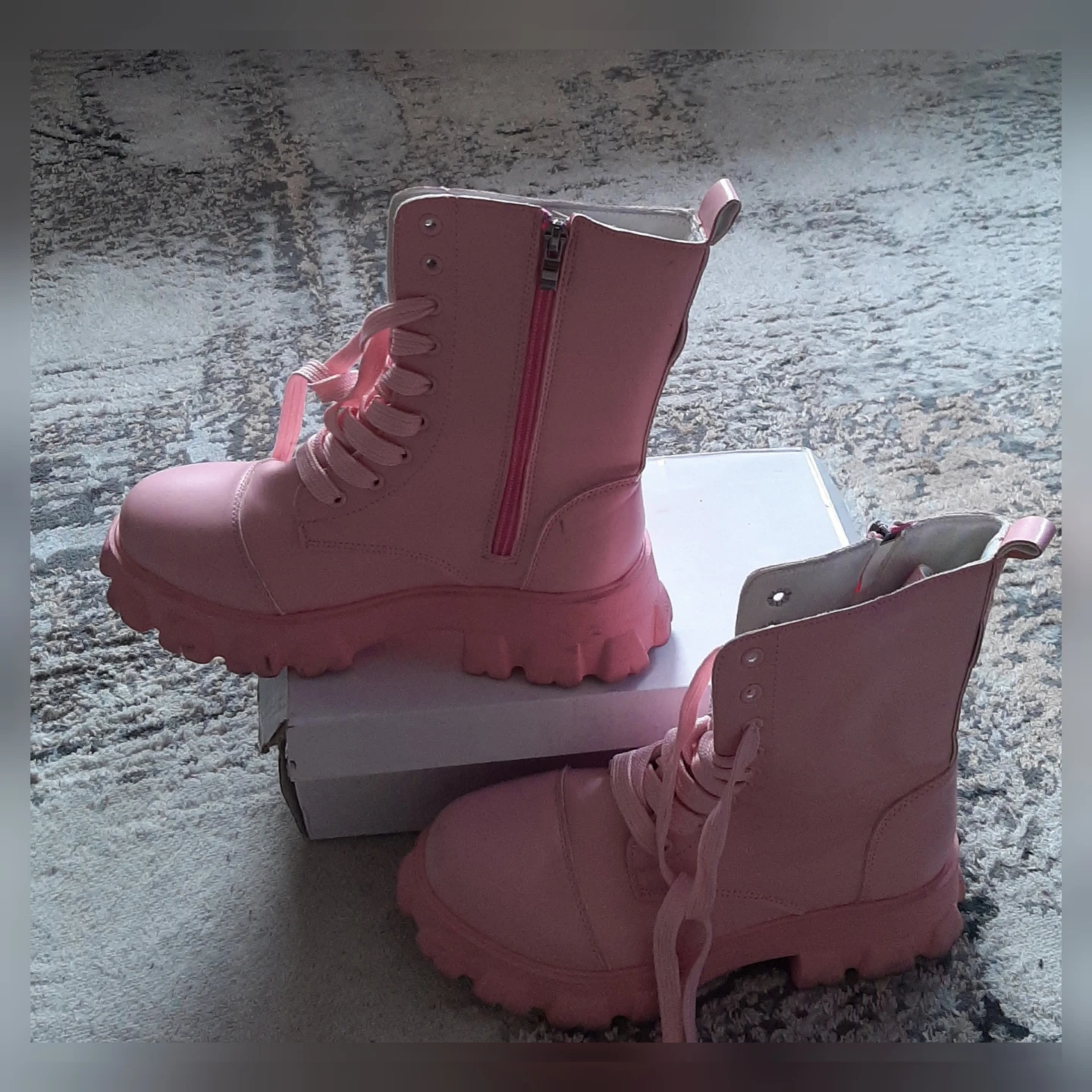 Pink Lace-Up Combat Boots - photo 2