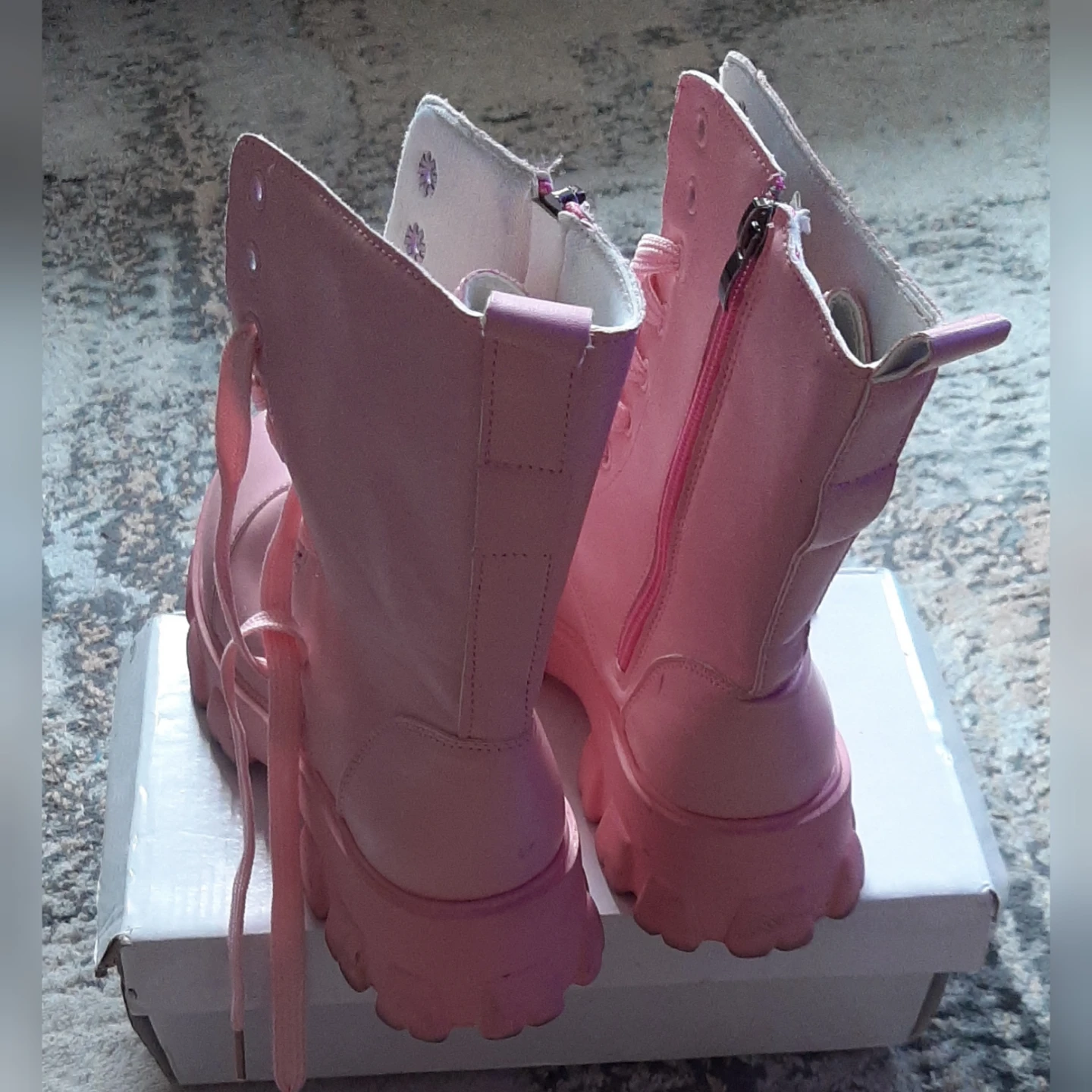 Pink Lace-Up Combat Boots - photo 3