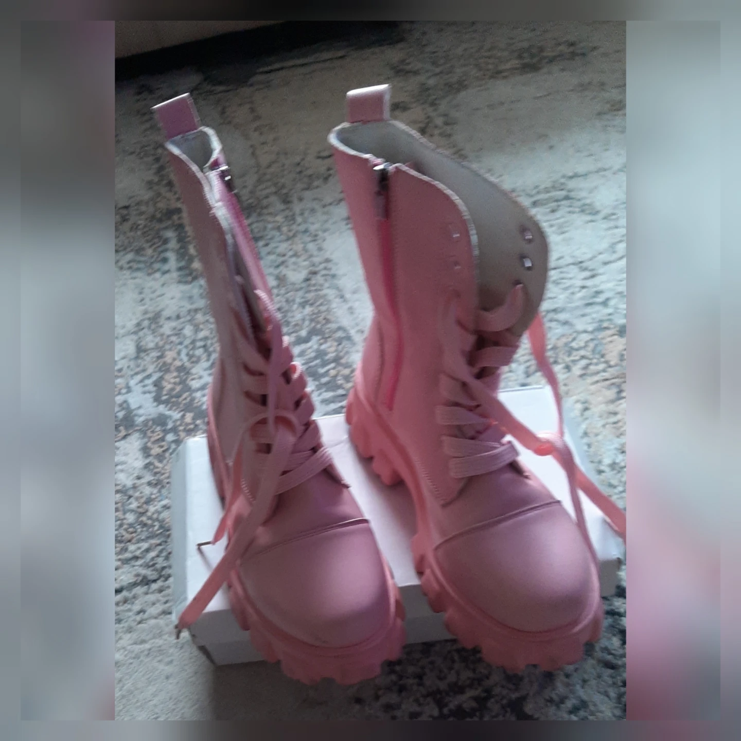 Pink Lace-Up Combat Boots - photo 4