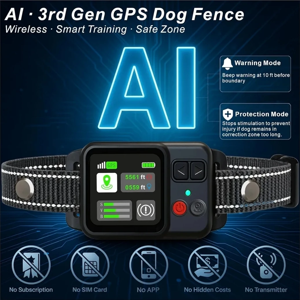 AI 3rd Gen GPS Dog Fence Wireless Smart Training System - photo 4