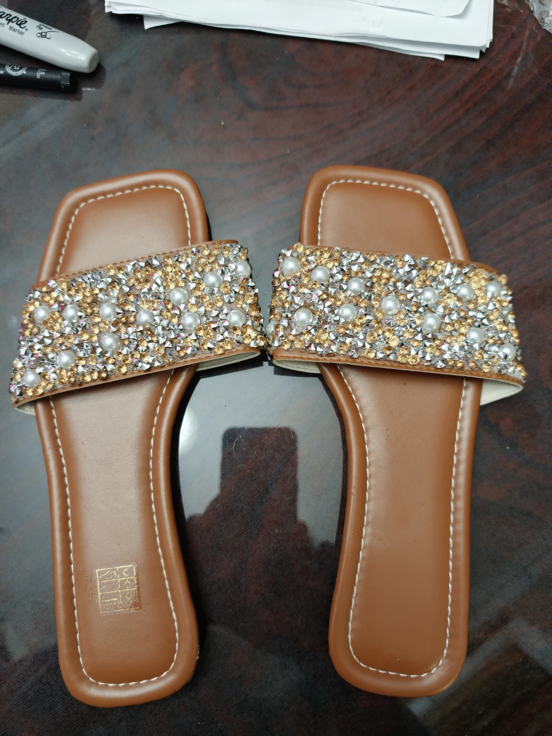 Women's Embellished Slide Sandals