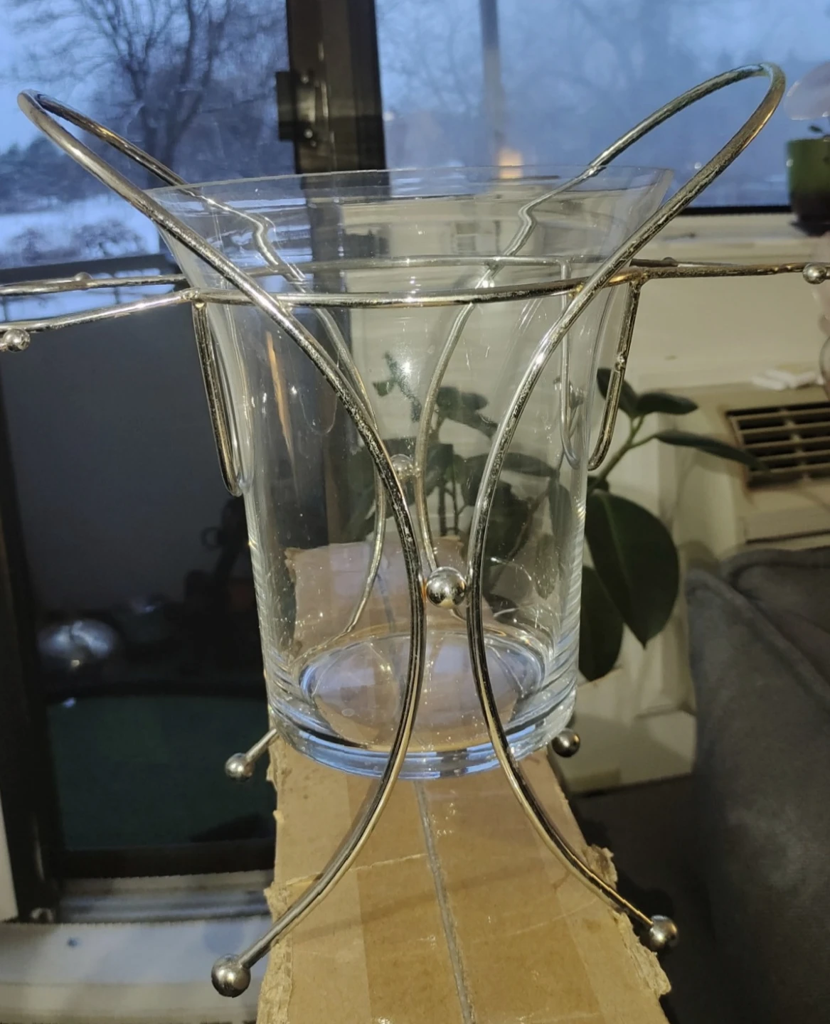 Glass Vase with Silver Stand