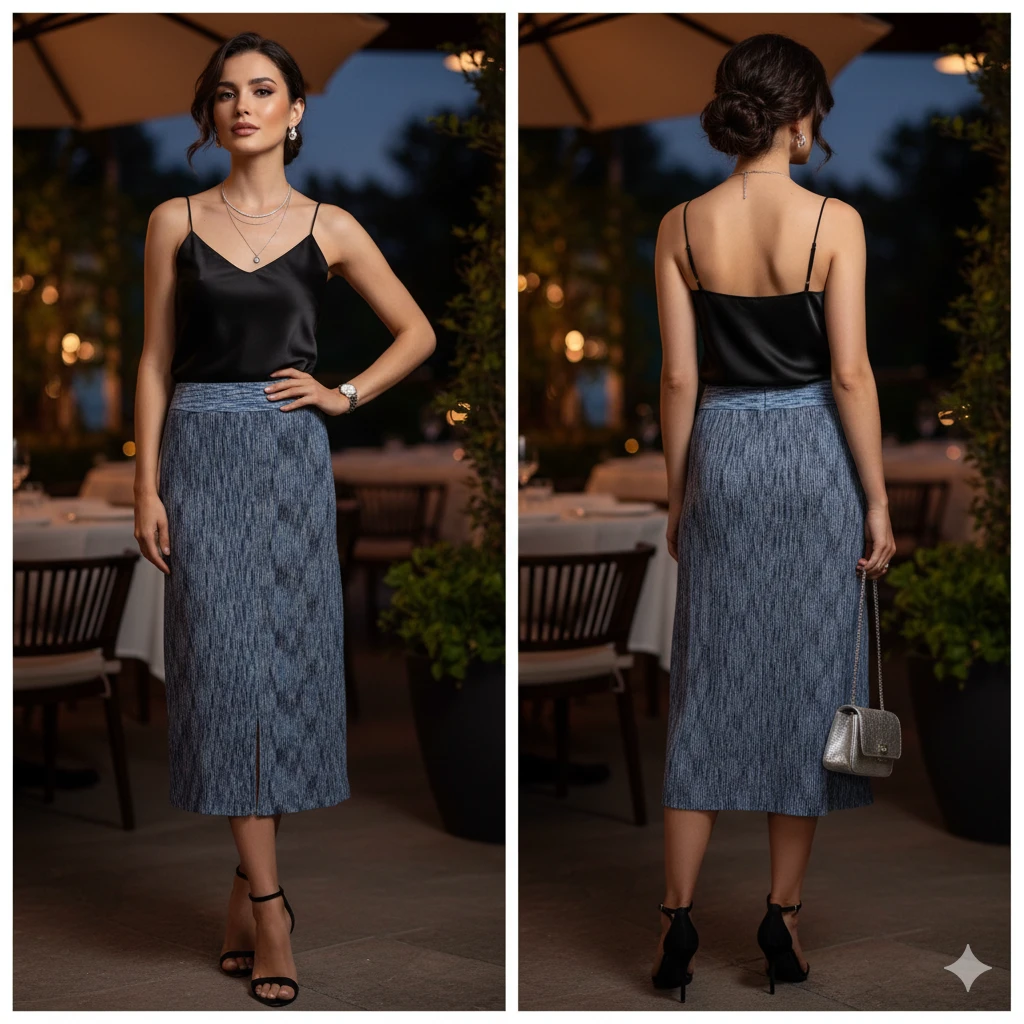 🏆 ​House of Harlow 1960 Metallic Knit Midi Skirt Size M - photo 4