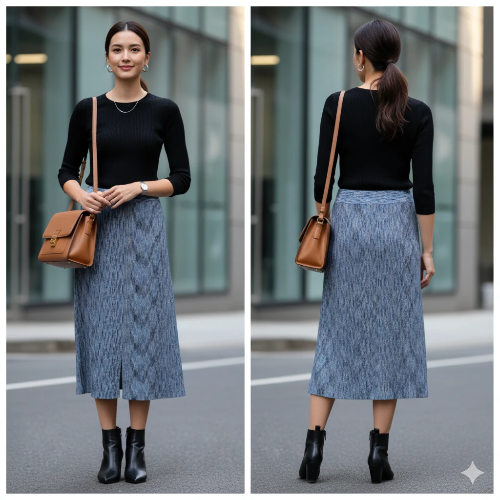 🏆 ​House of Harlow 1960 Metallic Knit Midi Skirt Size M - photo 5