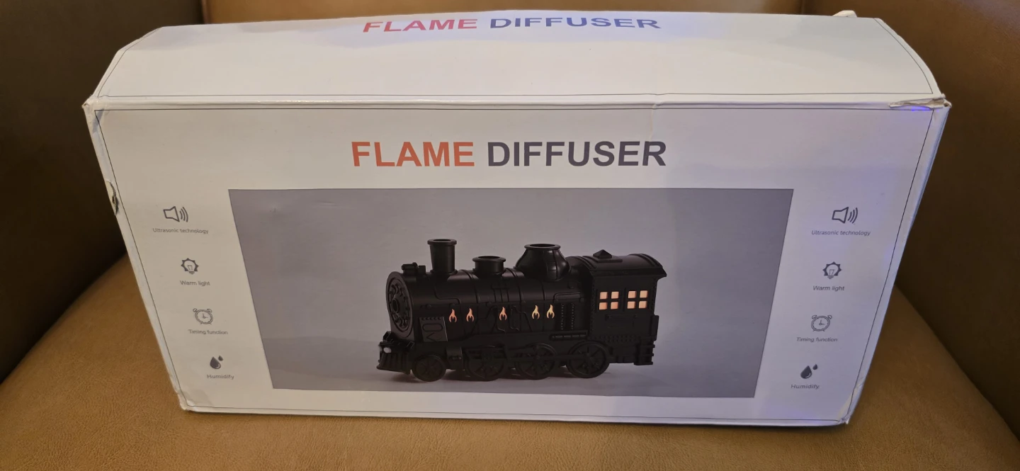 Black Train Shape Flame Diffuser with Lights - photo 2