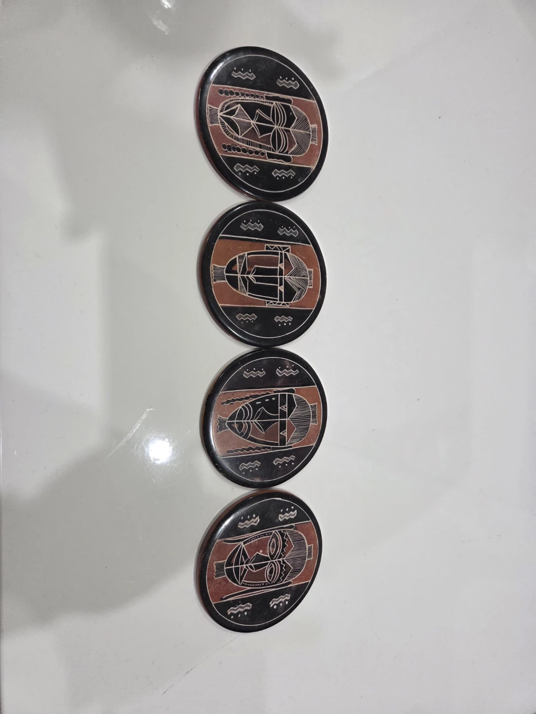 Set of 4 Decorative Coasters with African Tribal Designs