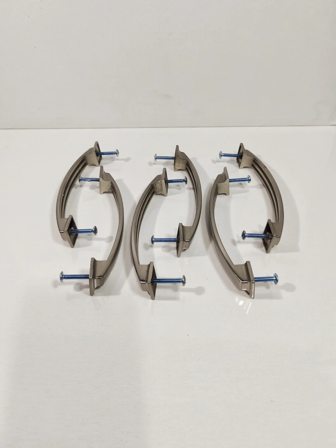 Set of 6 Brushed Nickel Cabinet Drawer Pulls - photo 3