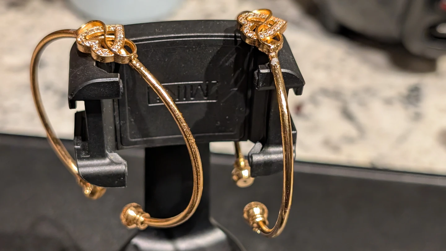 Gold Tone Heart Bangle Bracelets with Crystals - photo 2