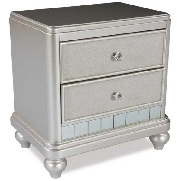 Silver 2-Drawer Nightstand with Crystal Knobs - Set of 2