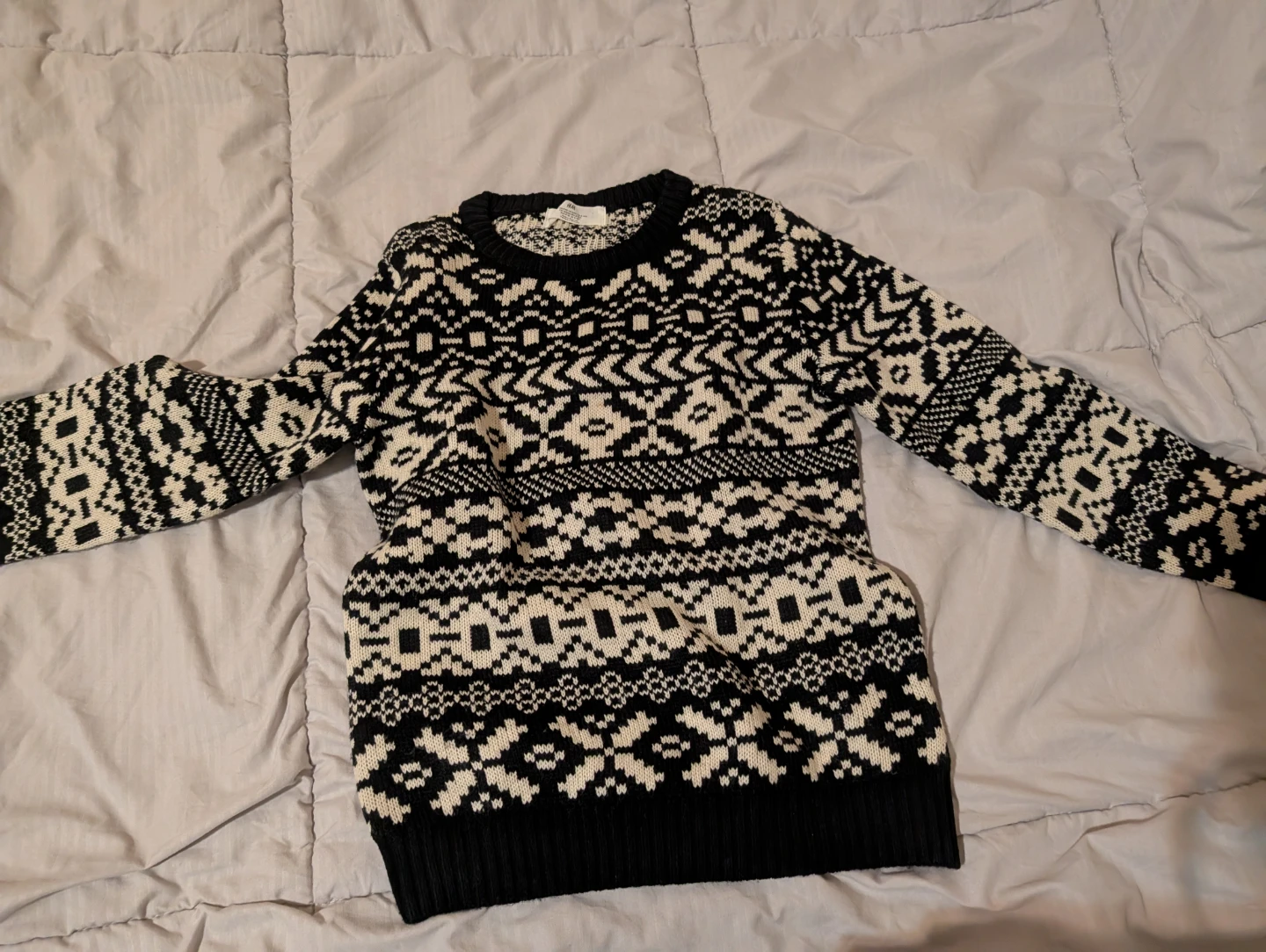 H&M Fair Isle Sweater Black/Cream Knit 🥕winter - photo 2