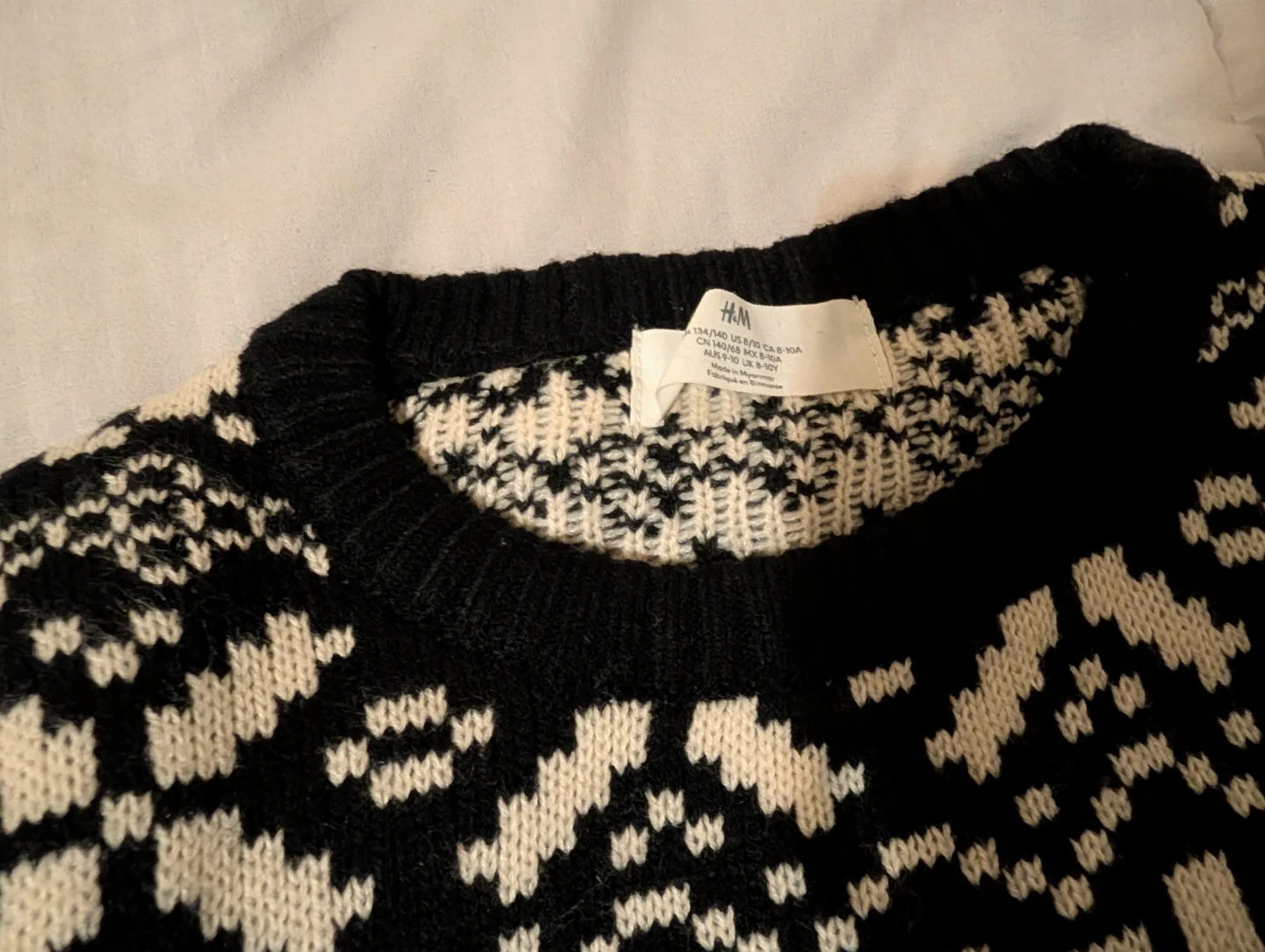 H&M Fair Isle Sweater Black/Cream Knit 🥕winter - photo 3