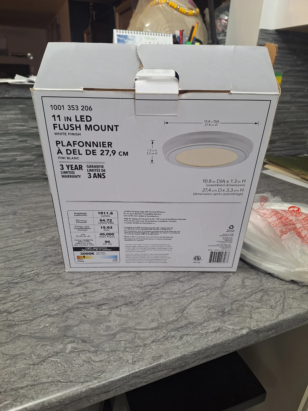 Hampton Bay 11 in. LED Flush Mount Light - photo 3