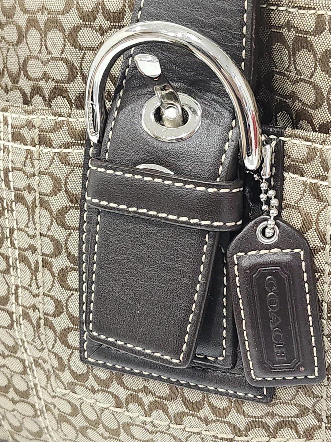 Coach  C Monogram Tote Bag jacquar brown leather - photo 2