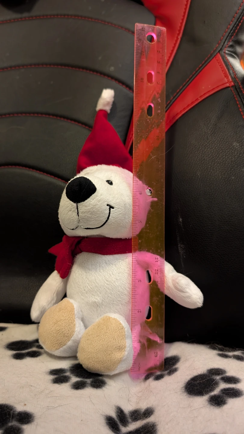 Kinder White Plush Bear Toy with Santa Hat and Scarf - photo 2
