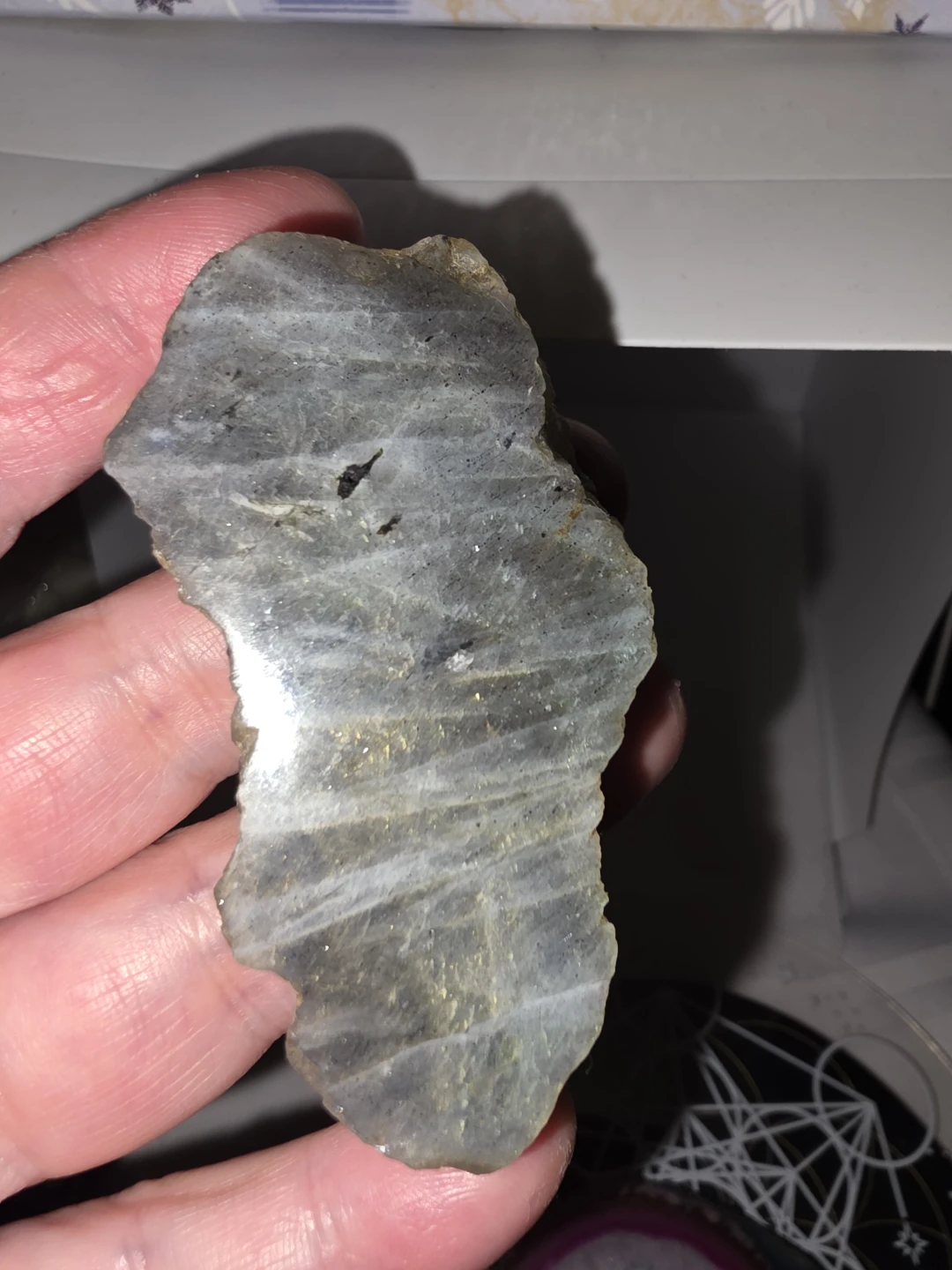 Labradorite Stone (polished faces, raw sides)