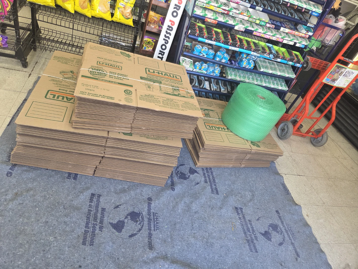 U-Haul Moving Boxes and Bubble Wrap