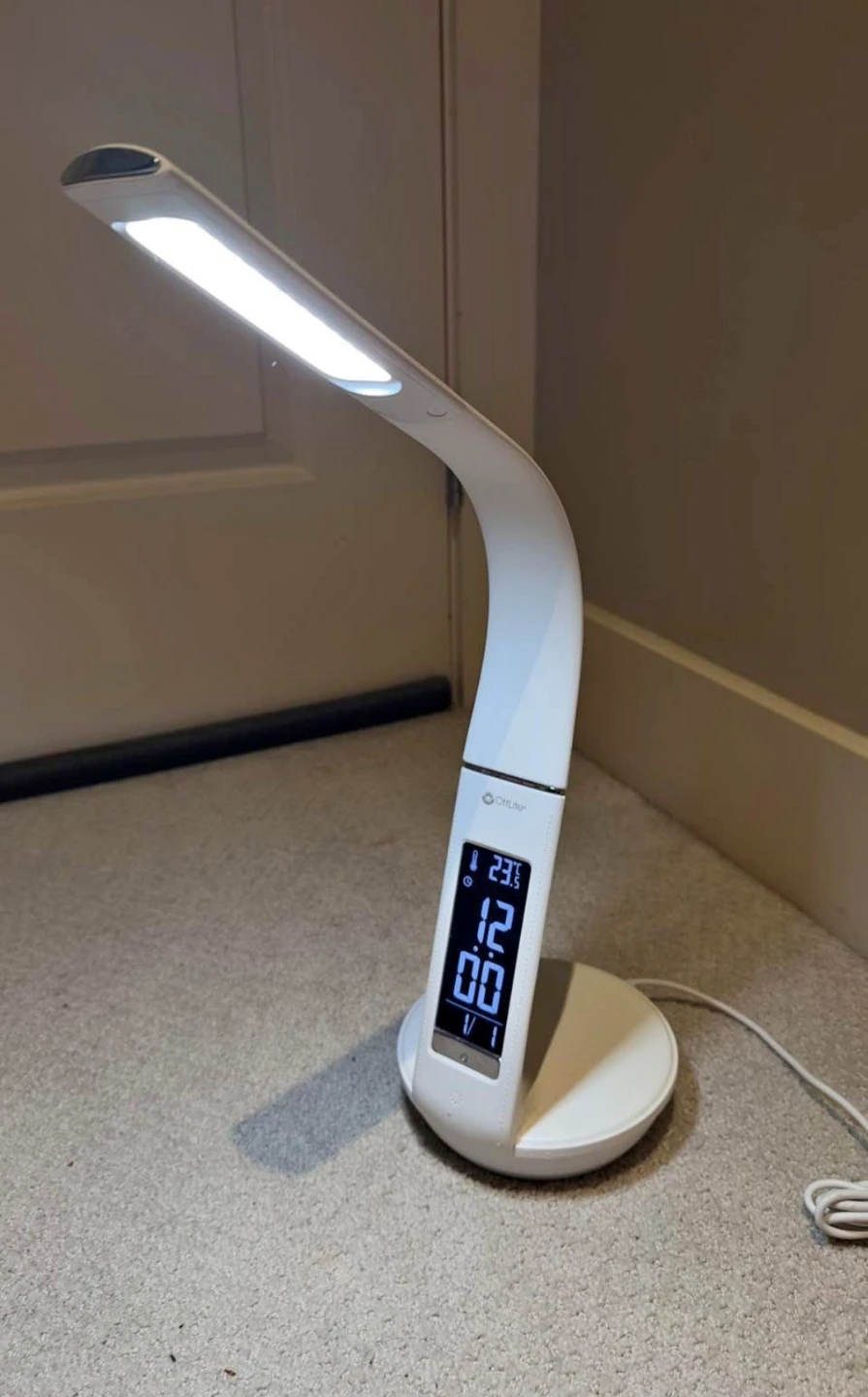 OttLite LED Desk Lamp  Clock & Temperature /wireless charging