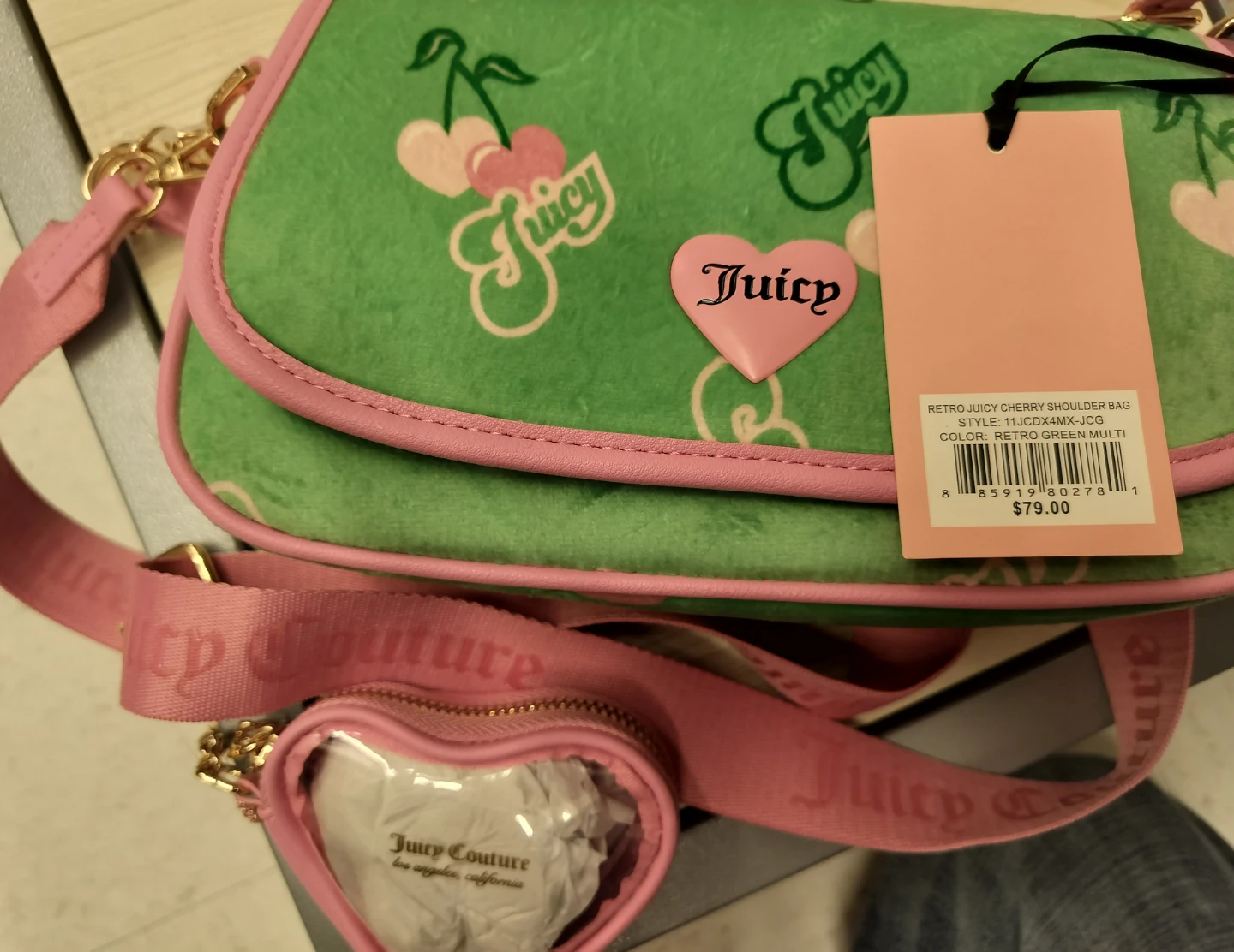Juicy Couture Retro Cherry Shoulder Bag - Green/Pink - photo 2