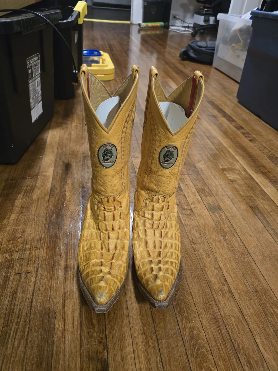 Yellow Crocodile Leather Cowboy Boots