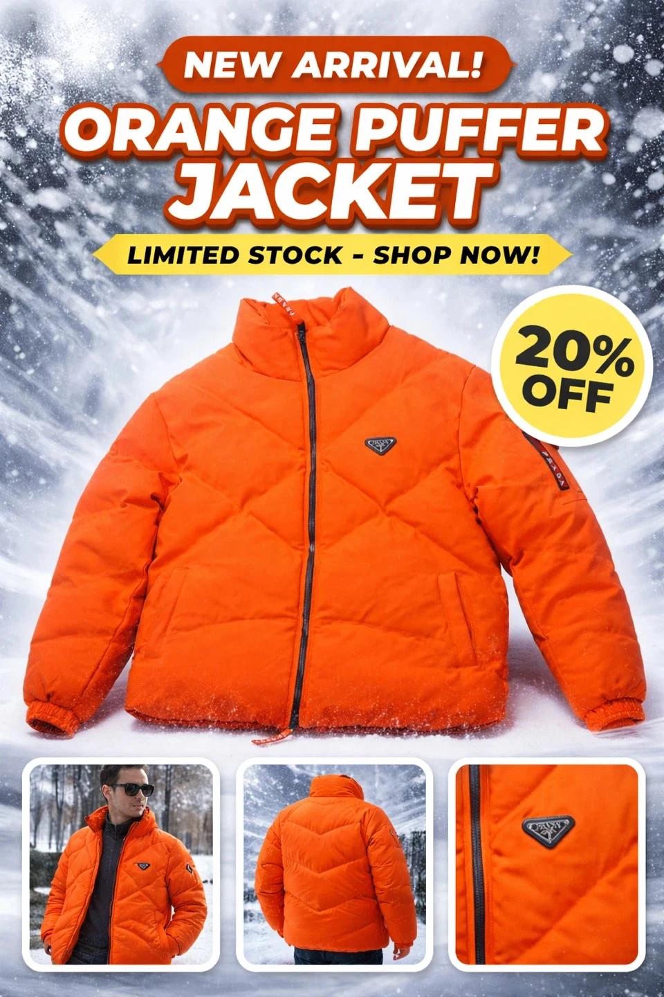 Prada Milano Jacket XL Orange Camo Lined