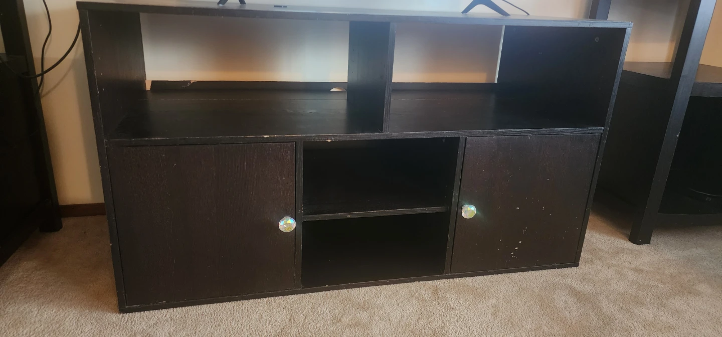 Dark Wood TV Stand with Cabinets - photo 2