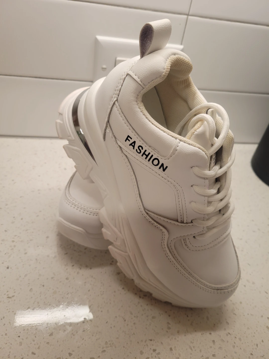 White Chunky Sneakers "Fashion" Accent