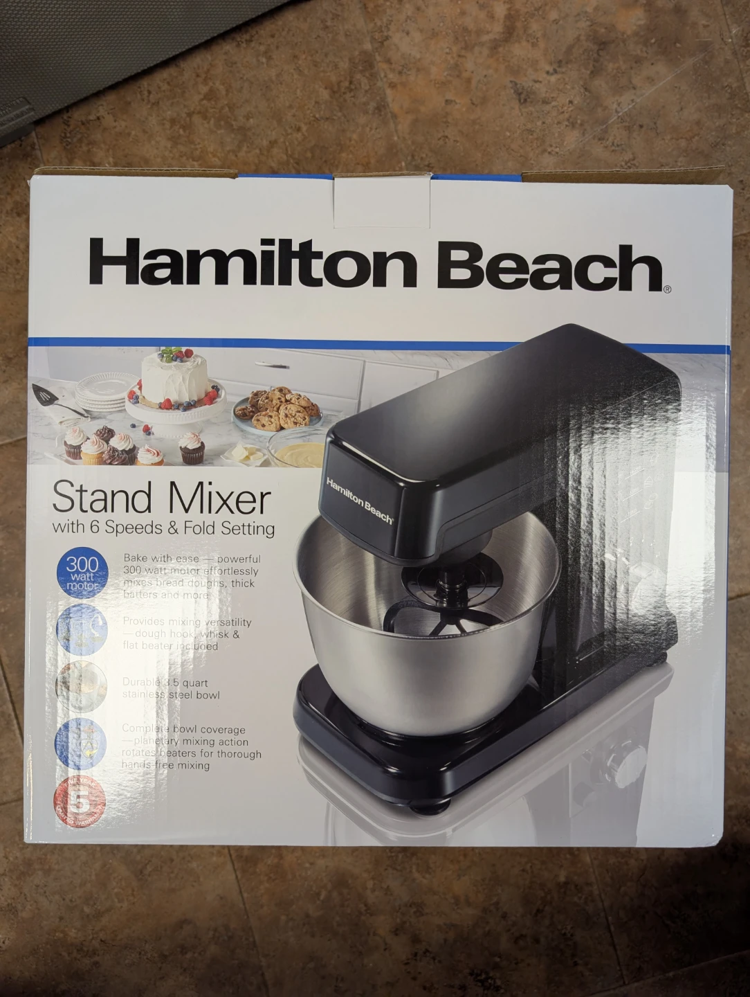 Hamilton Beach Stand Mixer with 6 Speeds & Fold Setting