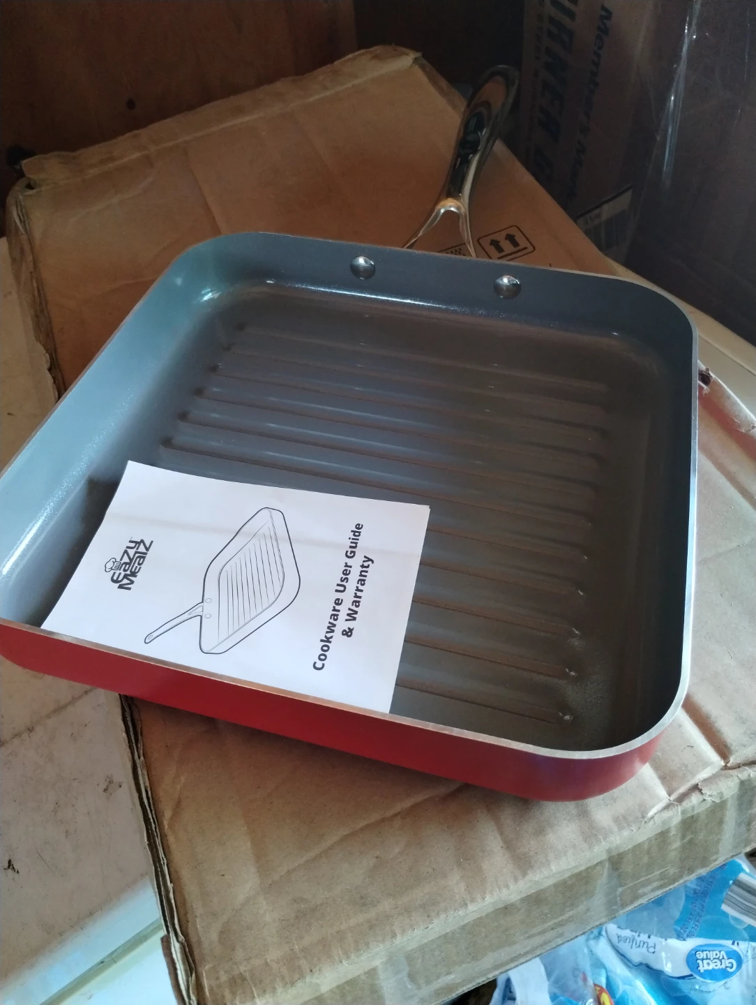 Eazy Mealz EZC-2150C Square Grill Pan 10.5", Red