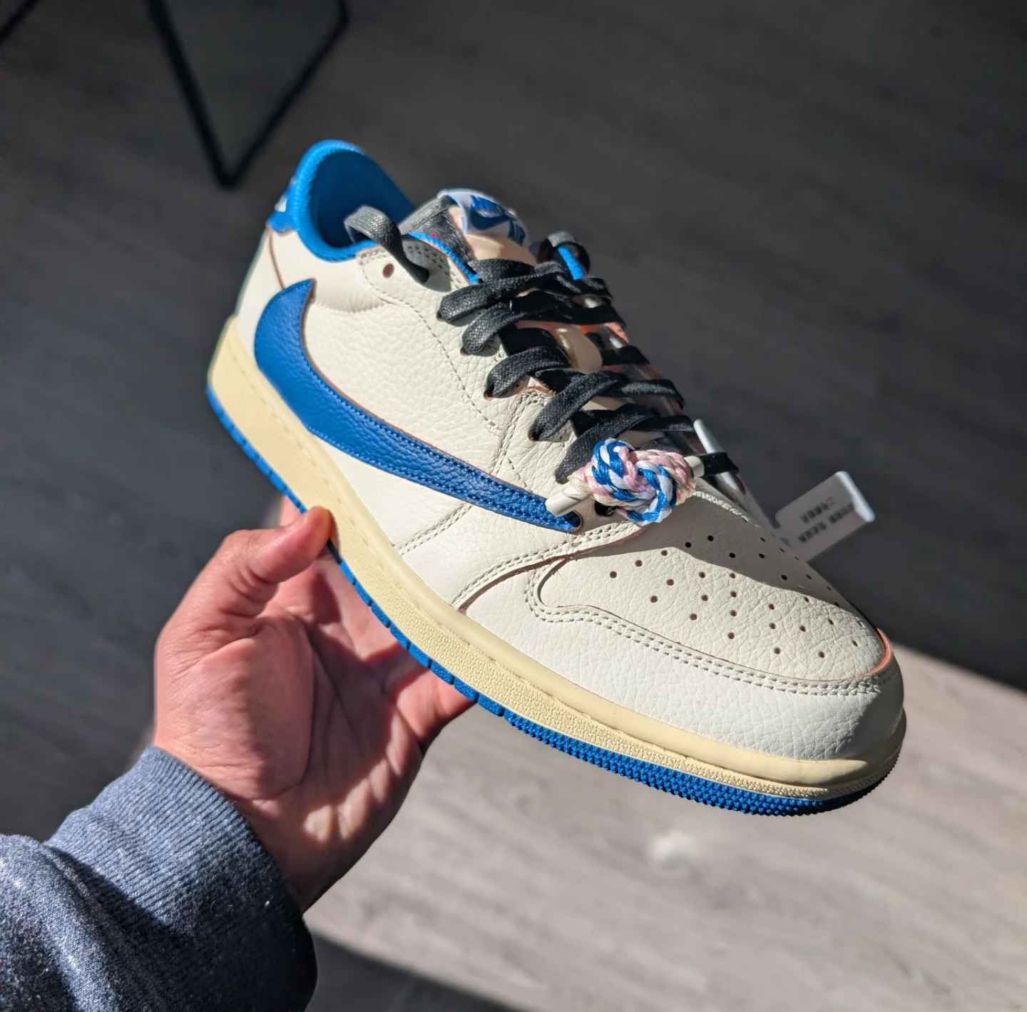Fragment x Travis Scott x Air Jordan 1 Low Sail Military Blue - photo 2