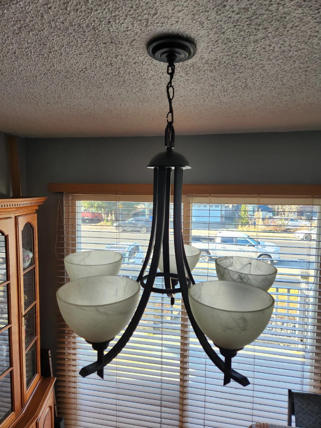 5-Light Chandelier with Frosted Glass Shades