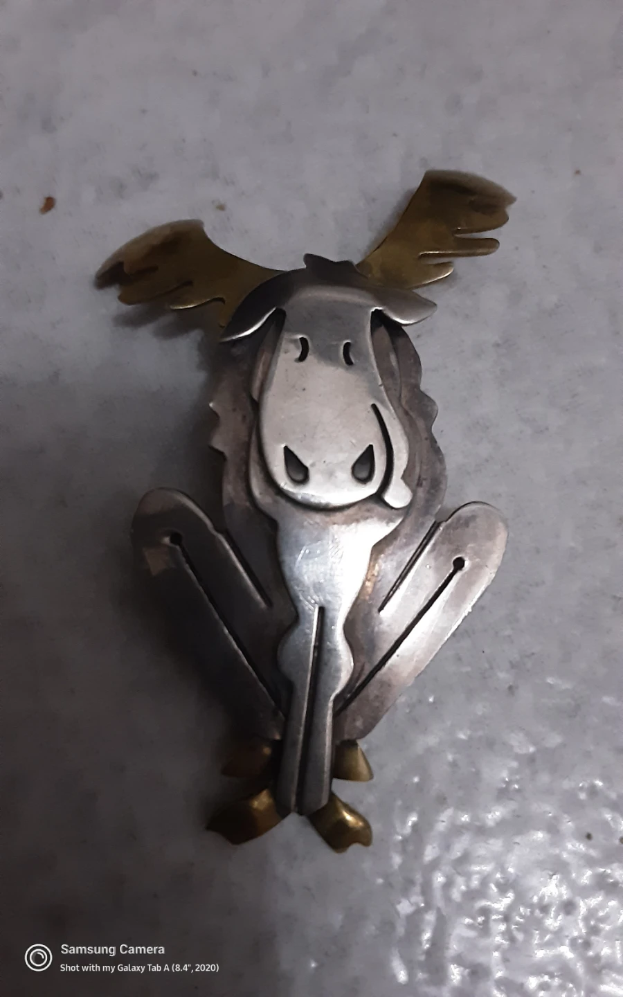Vintage Moose Brooch - Trifari  Sterling Silver body