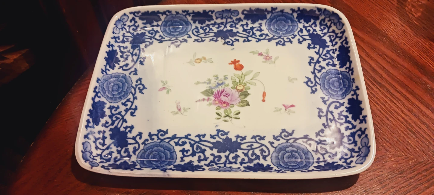 Antique Asian Decorative Tray with Floral Design - photo 2