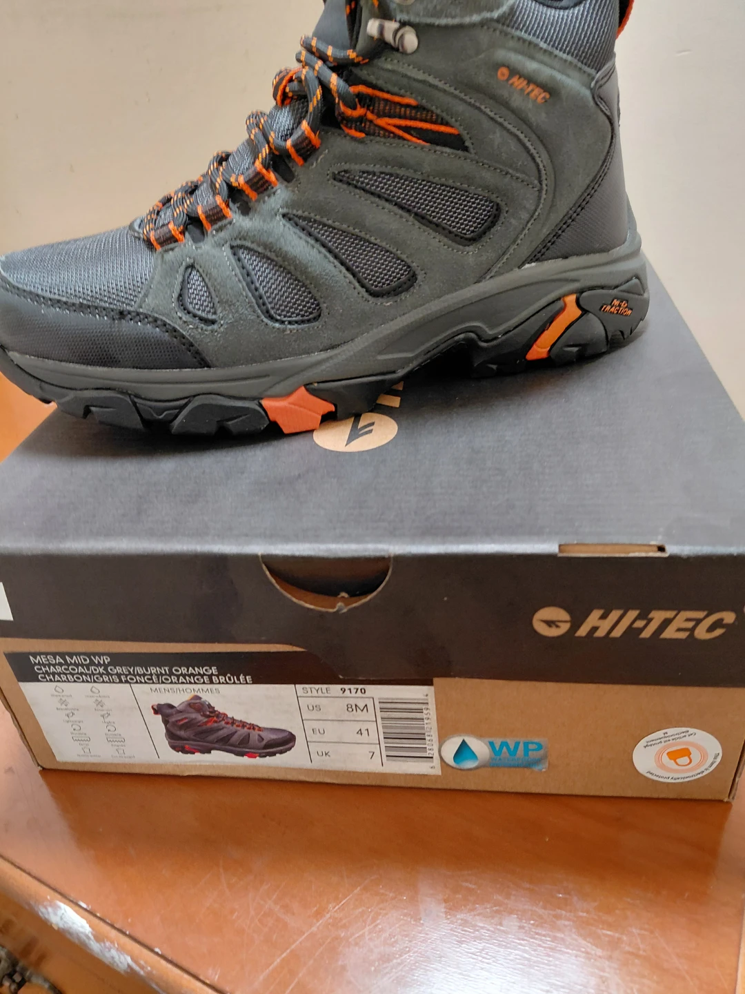 Hi-Tec Mesa Mid WP Hiking Boots - Charcoal/Grey/Burnt Orange - photo 3