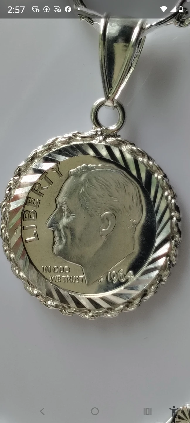 1964 Silver Dime Pendant Necklace