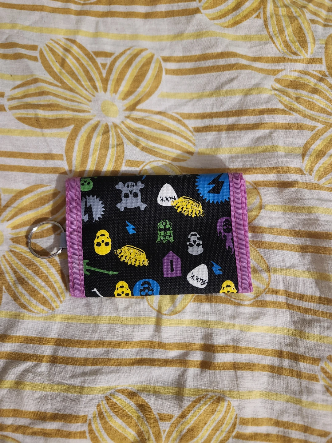 Black and Pink Skull Pattern Trifold Wallet - photo 2