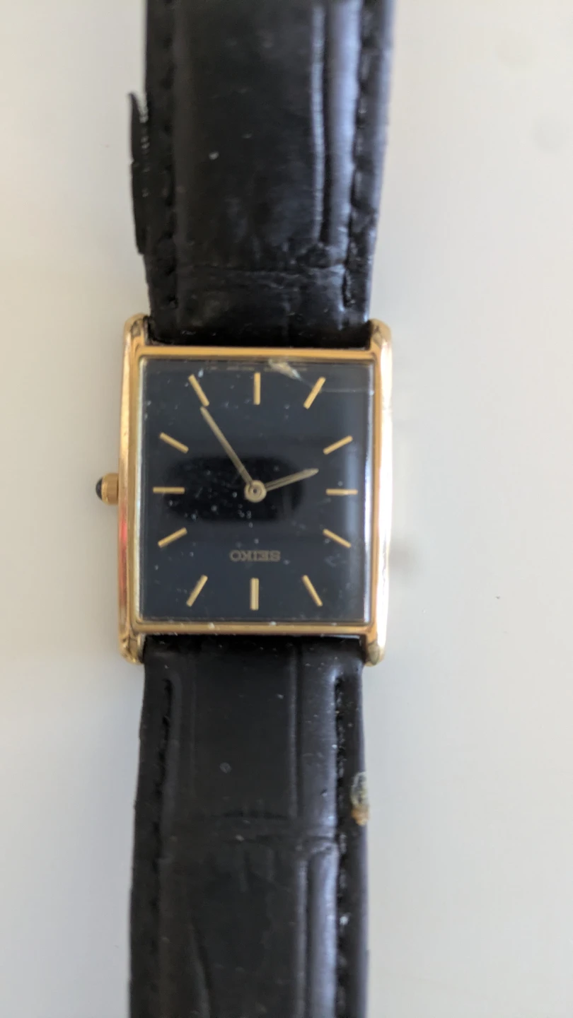 Seiko Tank Watch Men Black Tone Black Dial 25mm Rectangle