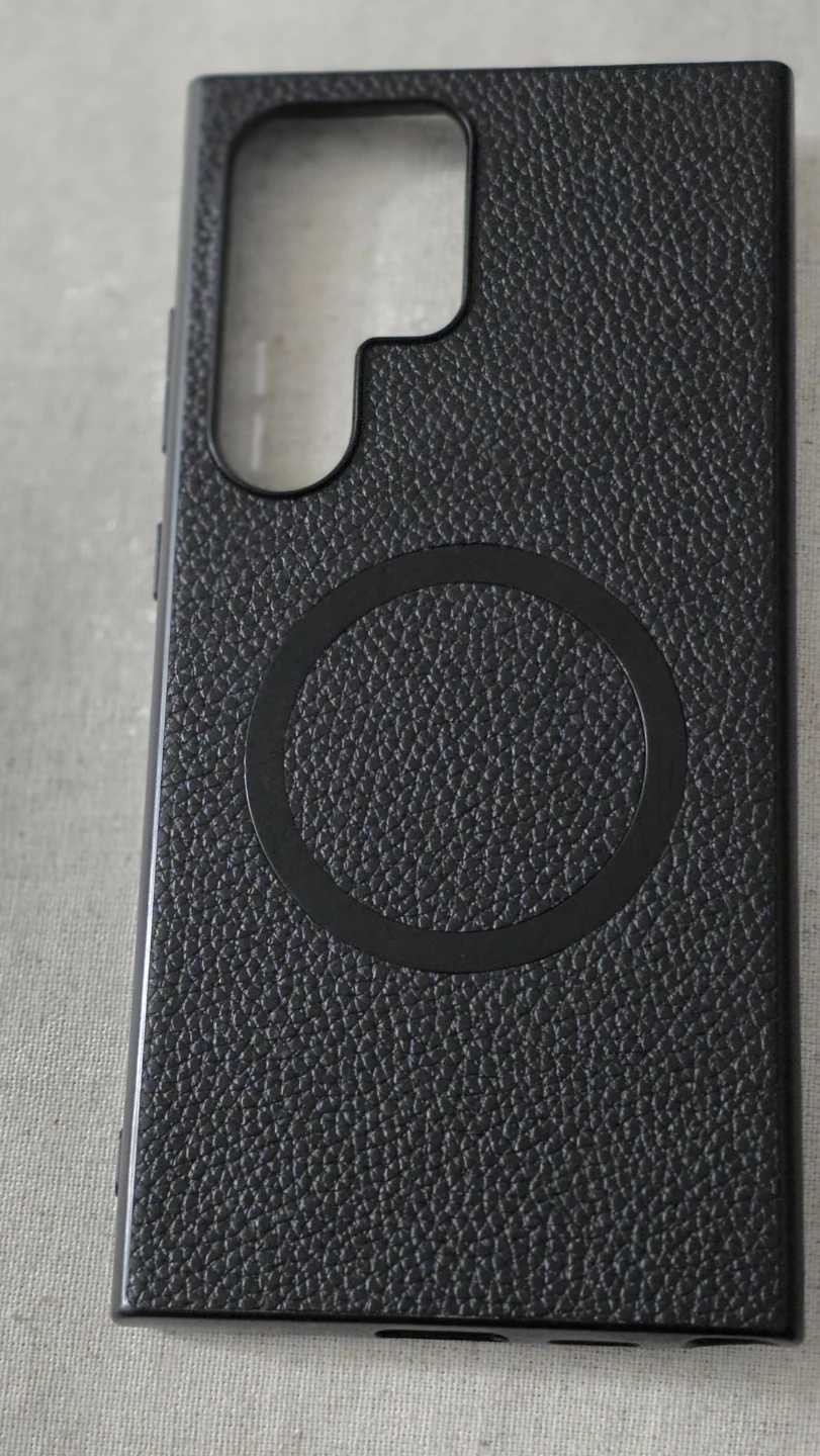 Black Leather Phone Case with Magnetic Ring samsung s25 ultra - photo 2