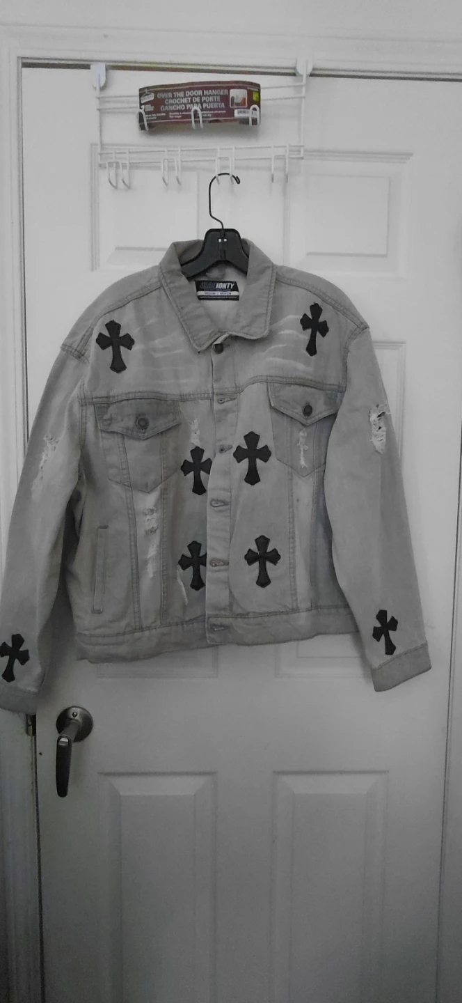 Jonty Denim Jacket with Cross Appliques