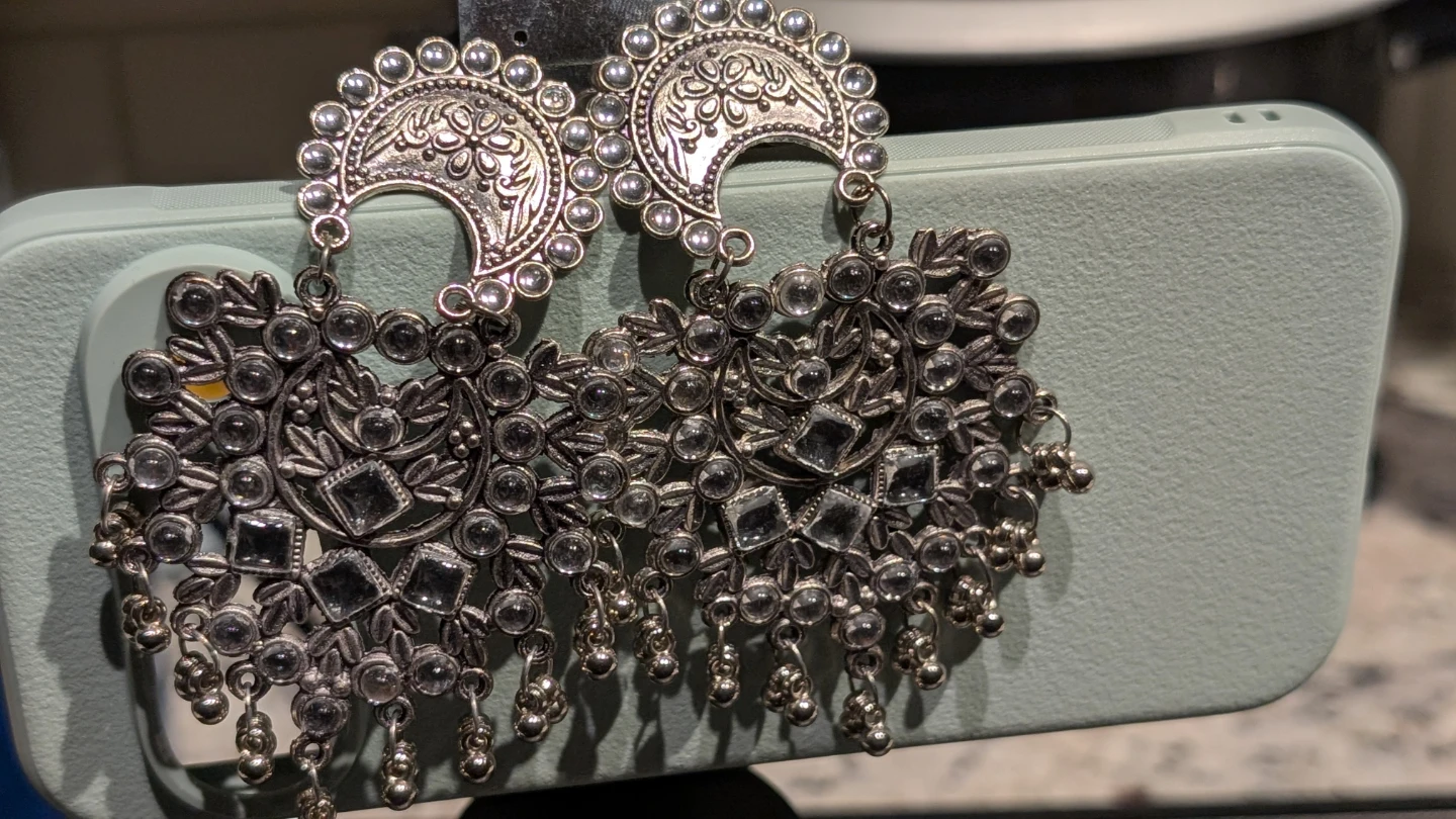 Silver Oxidized Jhumka Earrings - photo 3
