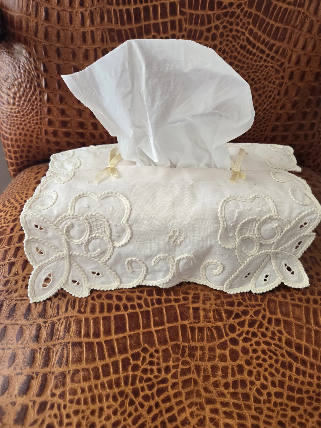 Vintage Embroidered Tissue Box Cover - Its New!