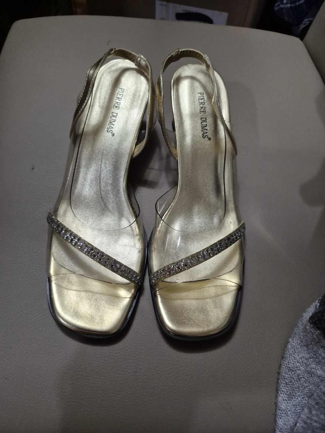 Pierre Dumas Women's Gold Heeled Sandals Size 7.5