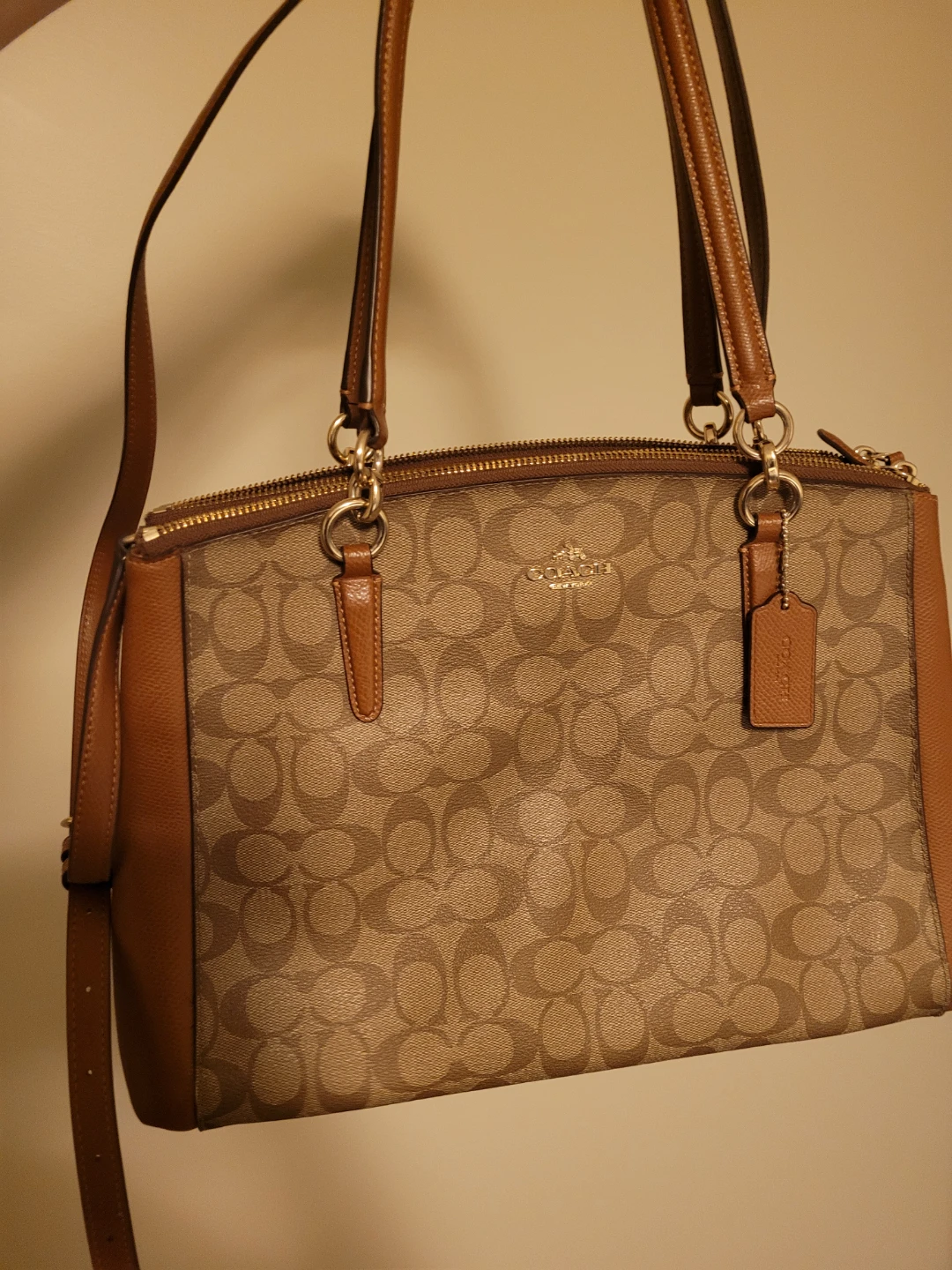Coach Monogram Leather Satchel Bag