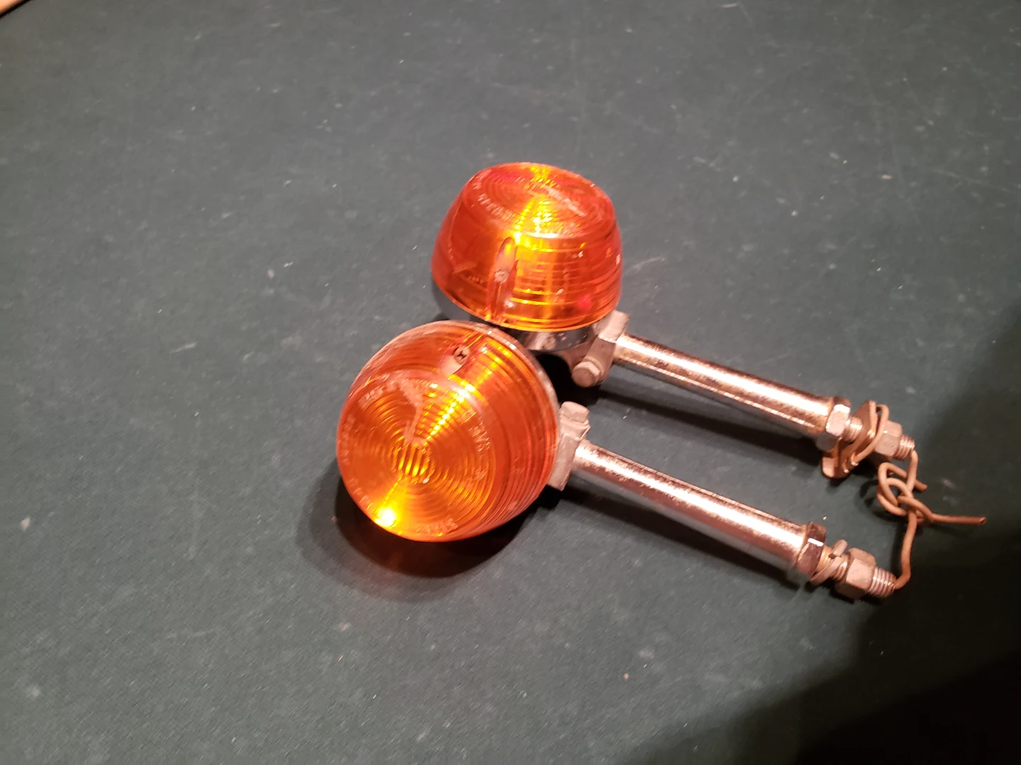 Pair of Vintage Motorcycle Turn Signals Amber - photo 2