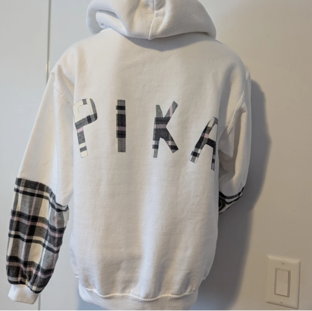 White Pikachu Hoodie with Plaid Sleeves - photo 3
