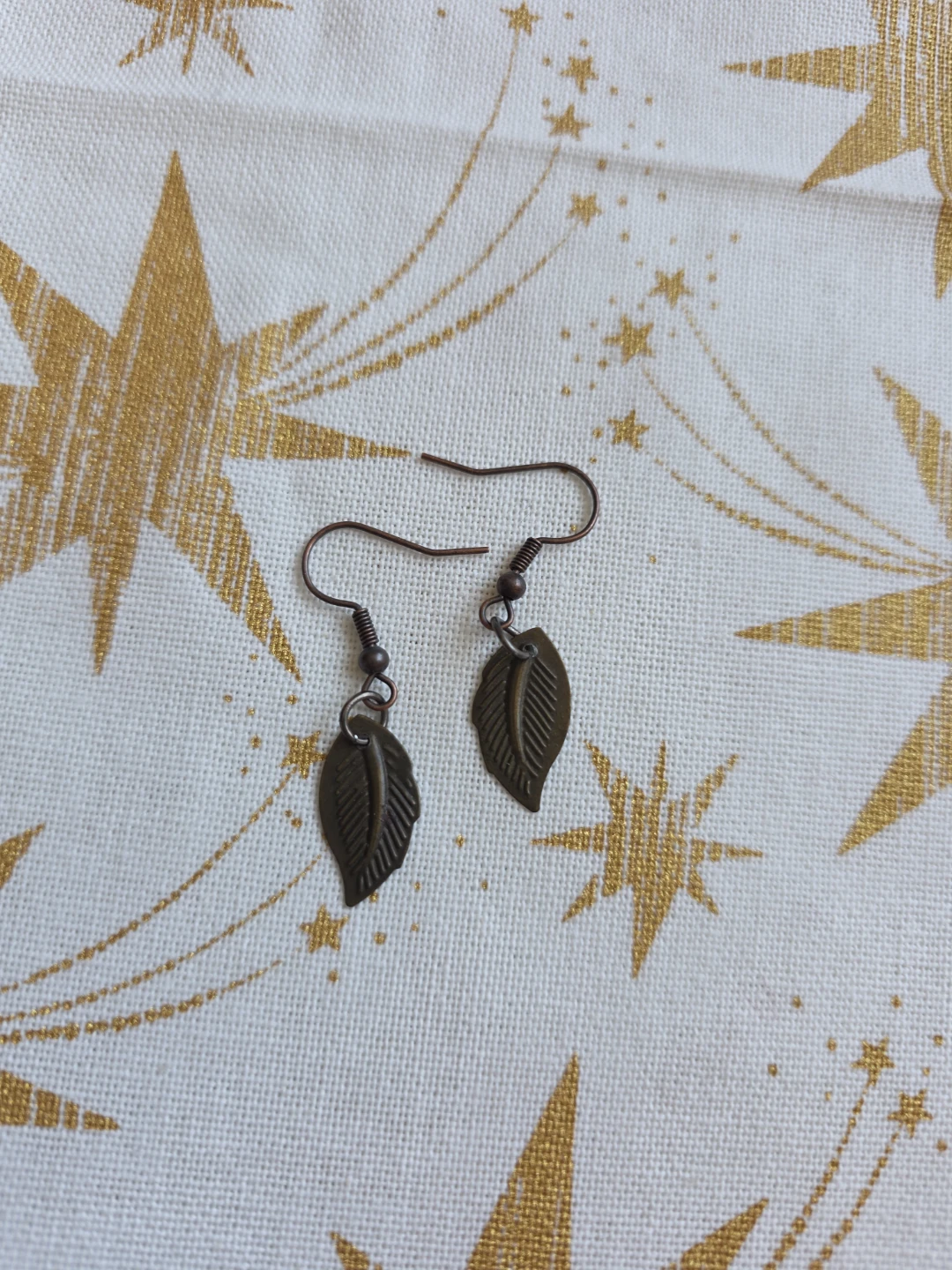 Bronze Heart & Leaf Charm Earrings - photo 4