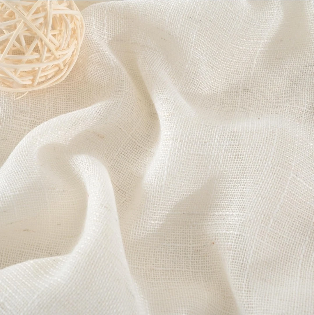 Natural Linen Curtains - Semi Sheer Light Filtering Drapes - photo 4