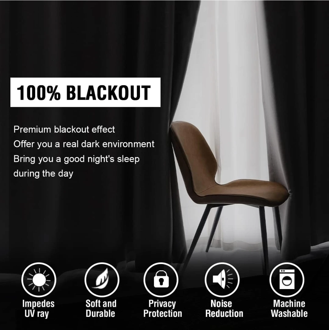 100% Blackout Curtains - 2 Panels, 42" x 84" each - photo 5