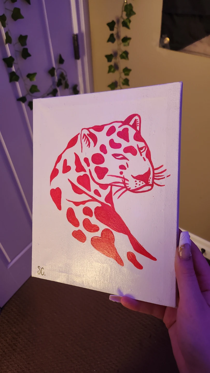 Canvas Painting - Red Jaguar